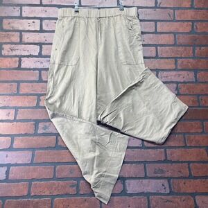 Democracy W-L High Rise Wide Leg Khaki Linen Blend Lightweight Pants